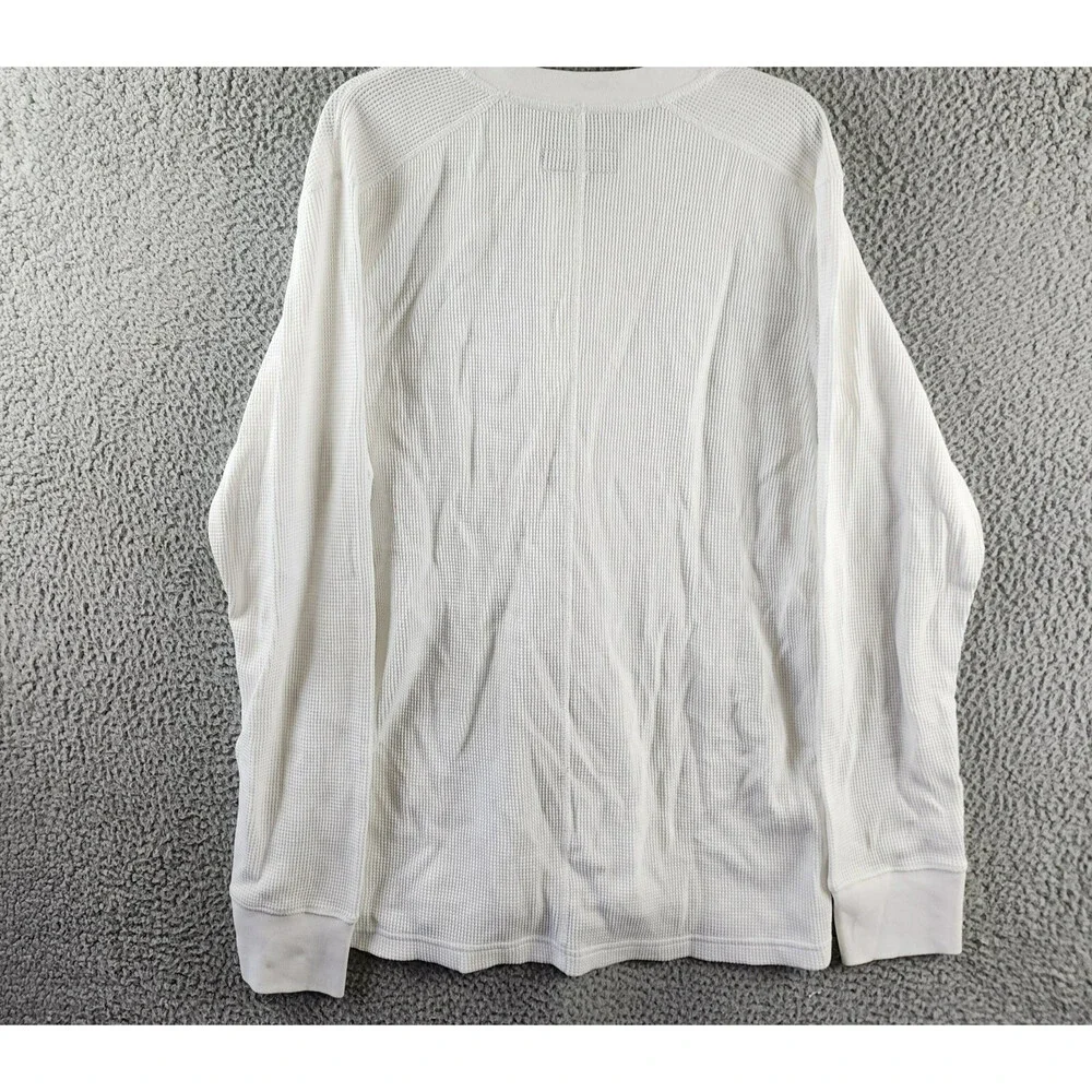 rag & bone Waffle Knit Henley Top Men's XL White Solid Long Sleeve Pullover - Picture 13 of 15